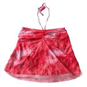 3/$15 Shein y2k 90s red tiedye sheer halter crop top